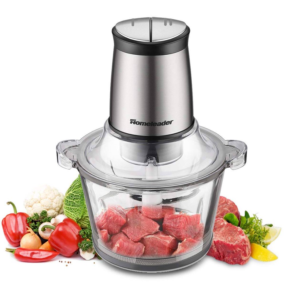 Electric Food Chopper 8Cup Food Processor 2L BPA Glass Bowl Blender Grinder for Meat