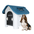 thumbnail image 1 of Casa para Perros Medianos, Chicos y Pequeños Plástico Resistente para Exterior e Interior, Diseño Térmico con Ventilación, Puerta Metálica Segura, Plegable y Compacta, 75x53x66 cm, Color Azul, 1 of 7
