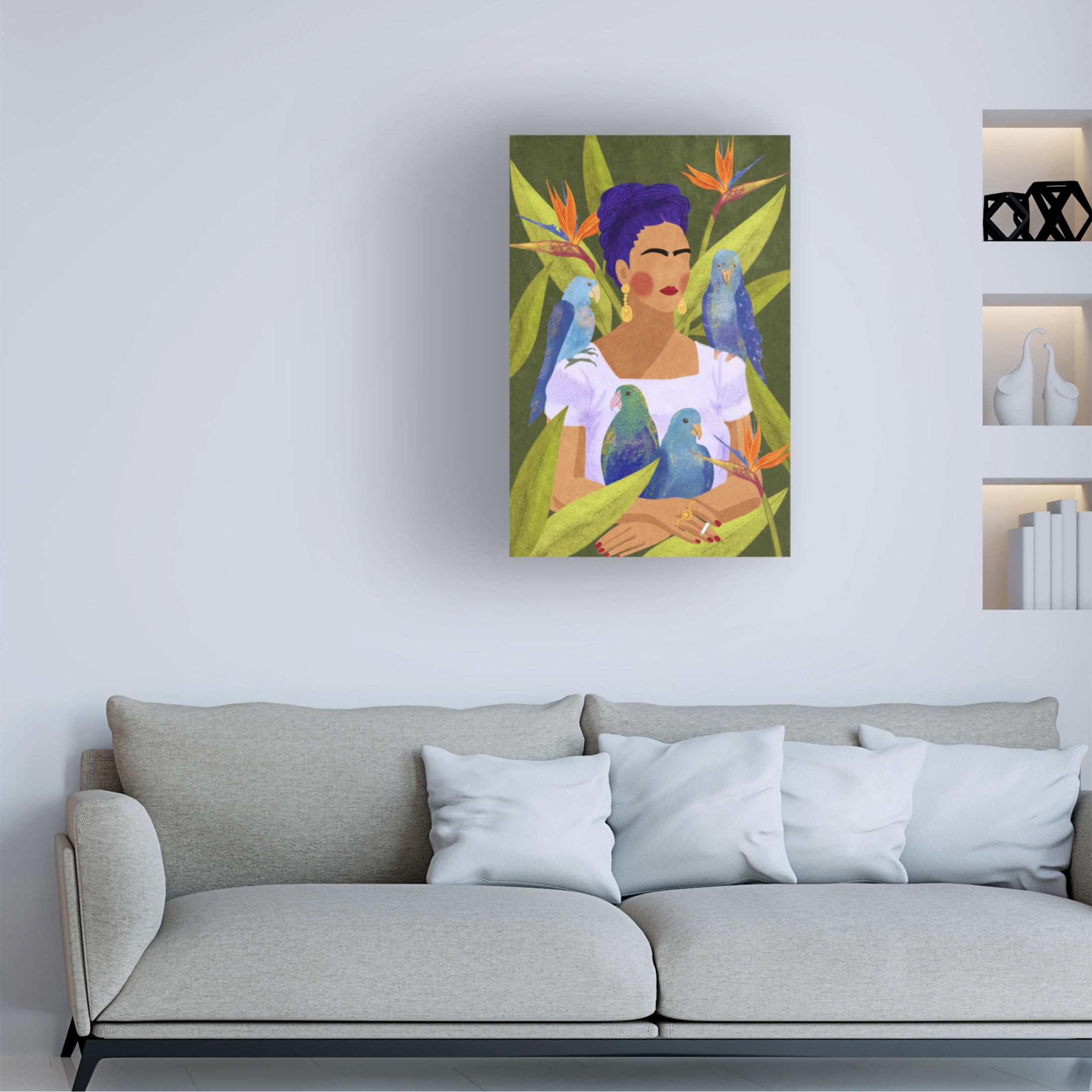 Trademark Fine Art Raissa Oltmanns Frida and birds Canvas Wall Art