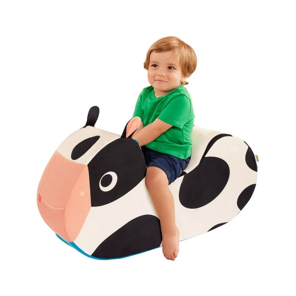 Battat Cozy Cruisers Cow Foam White Ride-On Toy with Washable Cover, Toddler and Preschool Toys