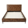 thumbnail image 4 of Faux Leather Upholstered Full Bed with Metal Legs, Brown- Saltoro Sherpi, 4 of 5