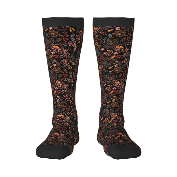 Fotbe Floral Calcetas Divertidas Estampadas para Hombre y Mujer, Calcetas de Algodón hasta la Rodilla para Caminar, Correr, Enfermería y Embarazo