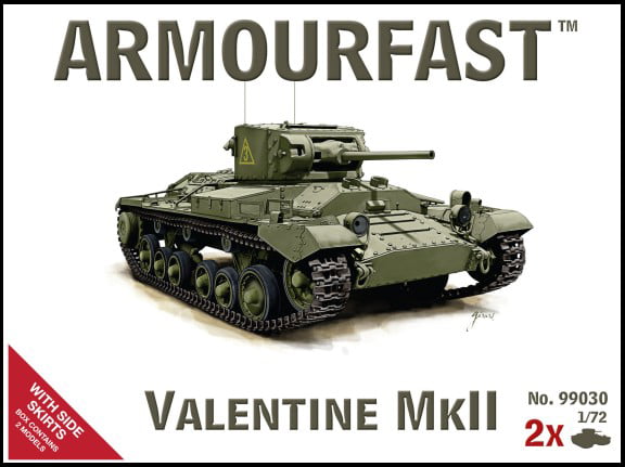 1/72 Scale Armourfast Valentine Mk II Tank with Side Skirts Set of 2 