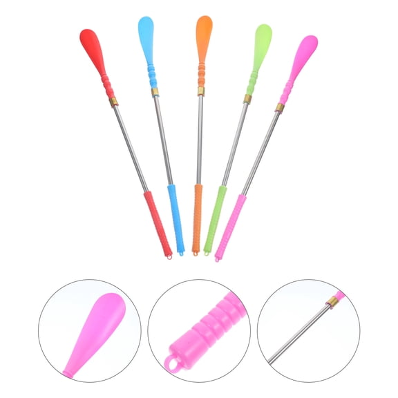 SEWCHICS 5Pcs Reusable Shoe Horn with Handle Sturdy Stainless Steel Shoe Helper for Wearing