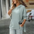 thumbnail image 6 of Fashion Solid Color Hooded Long Sleeved Pullover Sweatshirt Hooded Sweatshirt Top Green, 6 of 7