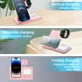 thumbnail image 3 of AOKESI Wireless Charging Station, 3 in 1 Wireless Charger with 18W Adapter, 15W Fast Wireless Charging Dock Fit for iPhone 15 14 13 12 11 Pro Max Plus, iWatch 8 7 6 5 4 3, AirPods 3 2 Pro, Pink, 3 of 6