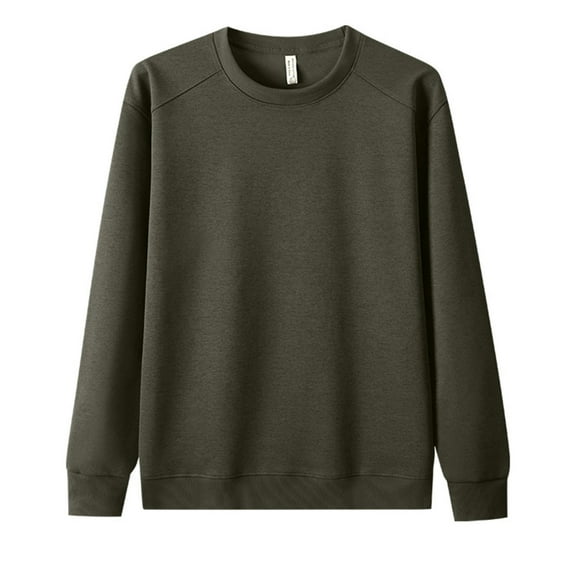 WMTBSRSW Men's Casual Basic Sweatshirts Fall Long Sleeve Pullover Solid Plus Size M-5XL Crewneck Tops Army Green XL