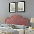 thumbnail image 2 of Headboard, Nailhead, King California Size, Pink, Velvet, Modern Contemporary, Mid Century Bedroom Master Guest Suite Room, 2 of 9