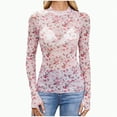 thumbnail image 2 of Towmus Womens Lace Long Sleeve Mesh Top Floral Neck Going Out Top Sheer Blouse Fashion Fall Outfits 2025, 2 of 6