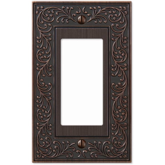 YANTONG 43RVB English Garden Wallplate, 1 Rocker, Cast Metal, Aged Bronze, 1-Pack