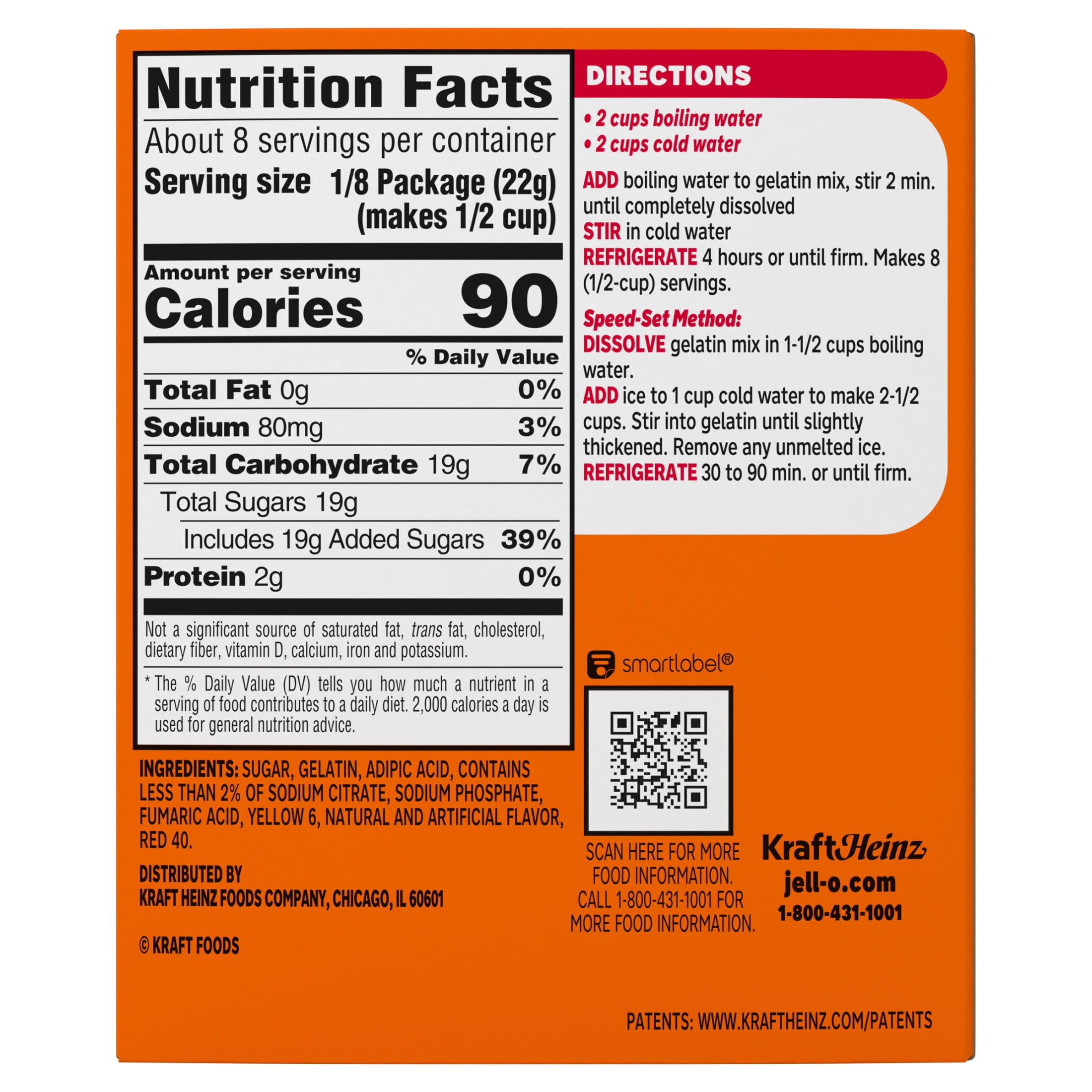 (2 pack) Jell-O Orange Gelatin Dessert Mix, Family Size, 6 oz Box
