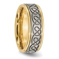 thumbnail image 4 of Titanium Yellow Plated 8mm Edge Ring Man Wedding Fancy  For Dad Mens  For Him, 4 of 10