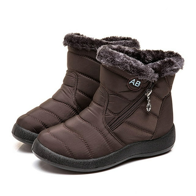 Winter Plus Size Women'S Boots Thickened And Fleece Short Boots Brown ...