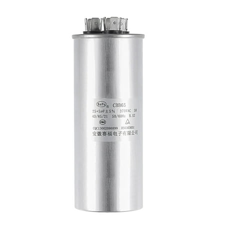 

Uxcell 25/5uF 370V AC Aluminum Case Round CBB65 Dual Motor Run Capacitor