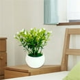 thumbnail image 4 of Small Artificial Potted Plants - Faux Green Greenery in White Plastic Pots for Desk, Shelf, Bathroom, and Home Office Decor, 4 of 7