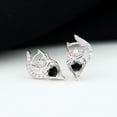 thumbnail image 3 of Rosec Jewels Black Onyx Cat Stud Earrings for Women - AAA Quality - Black Onyx Diamond Earrings with Screw Back - Ready to Gift, 10K White Gold, 3 of 8