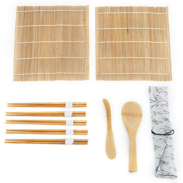 Kritne 9pcs Set Bamboo Sushi Making Kit Includes 2 Rolling Mats 5 Chopsticks 1 Paddle 1 Sushi Blade Sushi Tool Walmart Com Walmart Com