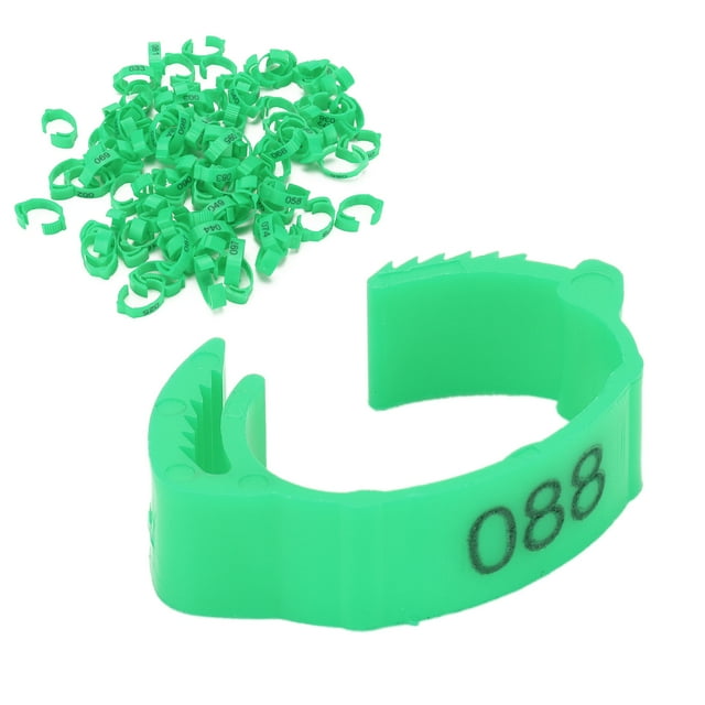 100 anillos para patas de aves de corral, hebilla de identificación con números para pollo, pato, pájaro, color verde