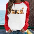 thumbnail image 2 of Raeneomay Long Sleeve Shirts for Women Halloween Printed Colour Matching Round Neck Casual Tee Tops, 2 of 4