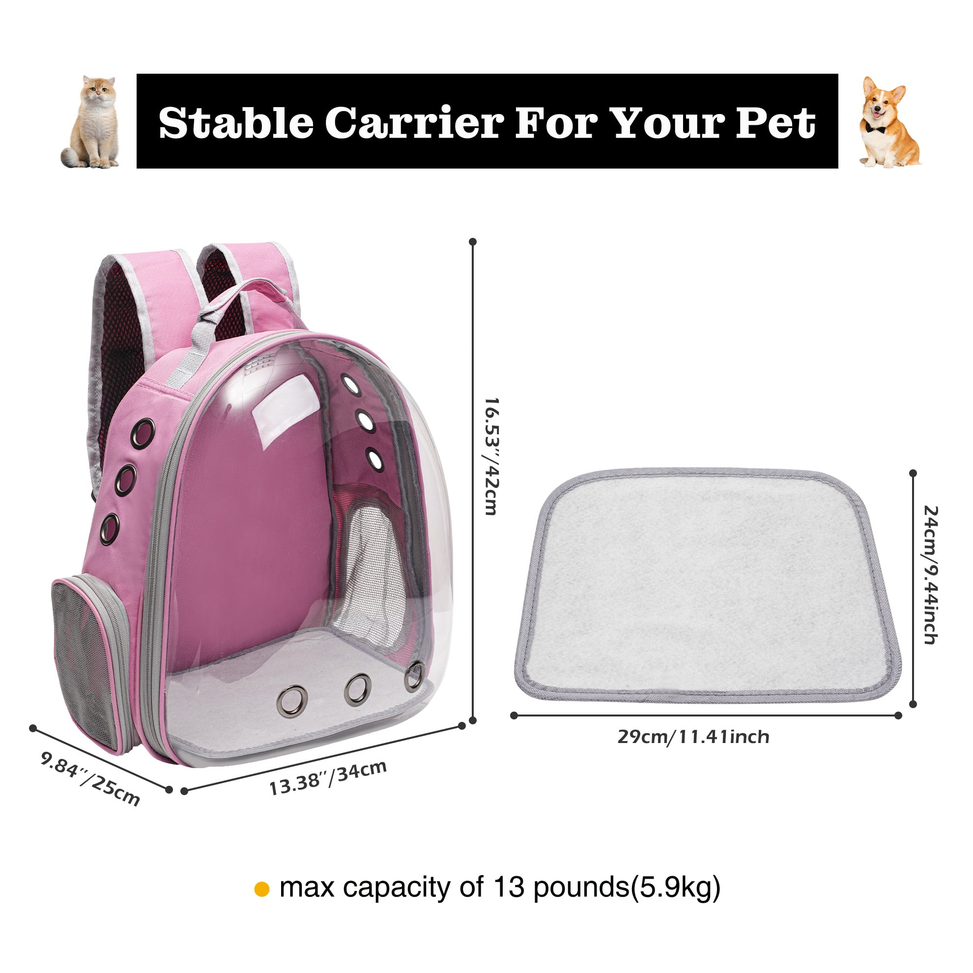 Vivicreate Cat Backpack Carrier, Ventilated Pet Bag for Small Dogs and Cats, Breathable Travel Carrier