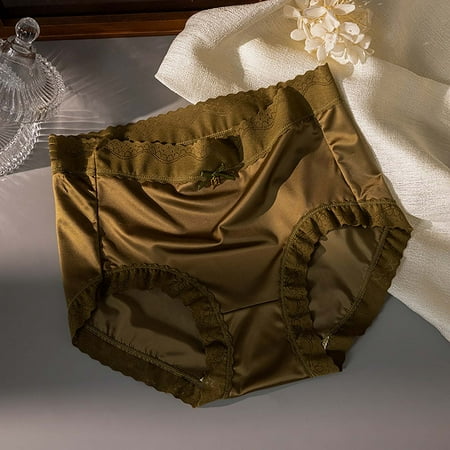 GENGING Panties for Women Women s My Items Ordered Sexy Lace Oversized Seamless Breathable Satin Ice Silk Underwear Briefs
