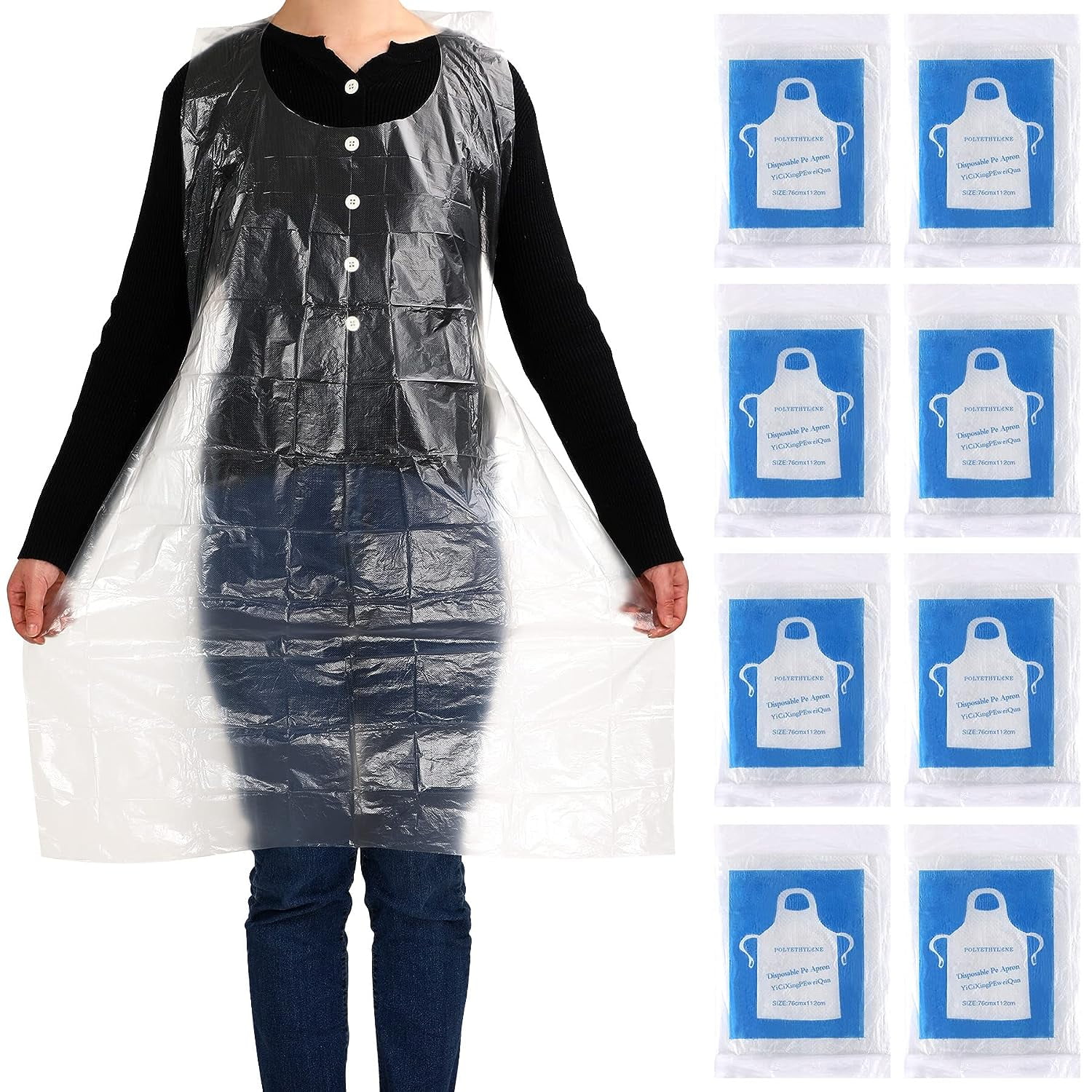 Holzlrgus 100 Pack 44 X 28 Large Disposable Aprons Clear Plastic Aprons