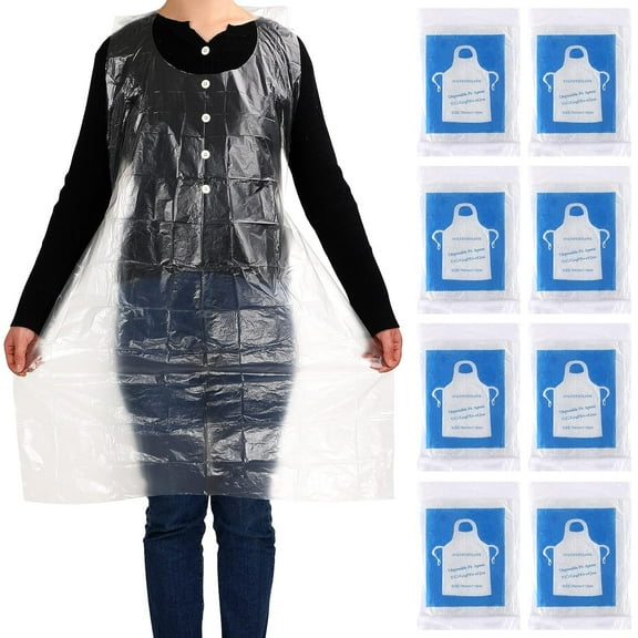 Ksopiavobs 100 Pack 44 X 28 Large Disposable Aprons Clear Plastic Aprons Disposable Adults Painting Aprons Disposable Smocks for Adults Painting Cooking Picnic Party Etc