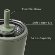 HydroJug Everyday Tumbler – Ceramic-Lined Insulated Tumbler with Straw and Soft-Touch Lid, Cup Holder Friendly – 14 oz, Courtyard
