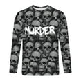 thumbnail image 5 of Yusimy Men's Halloween Print Shirt Long Sleeve Round Neck Casual Top Sporty Gothic Streetwear Y2K Vintage Fall Fashion, 5 of 5