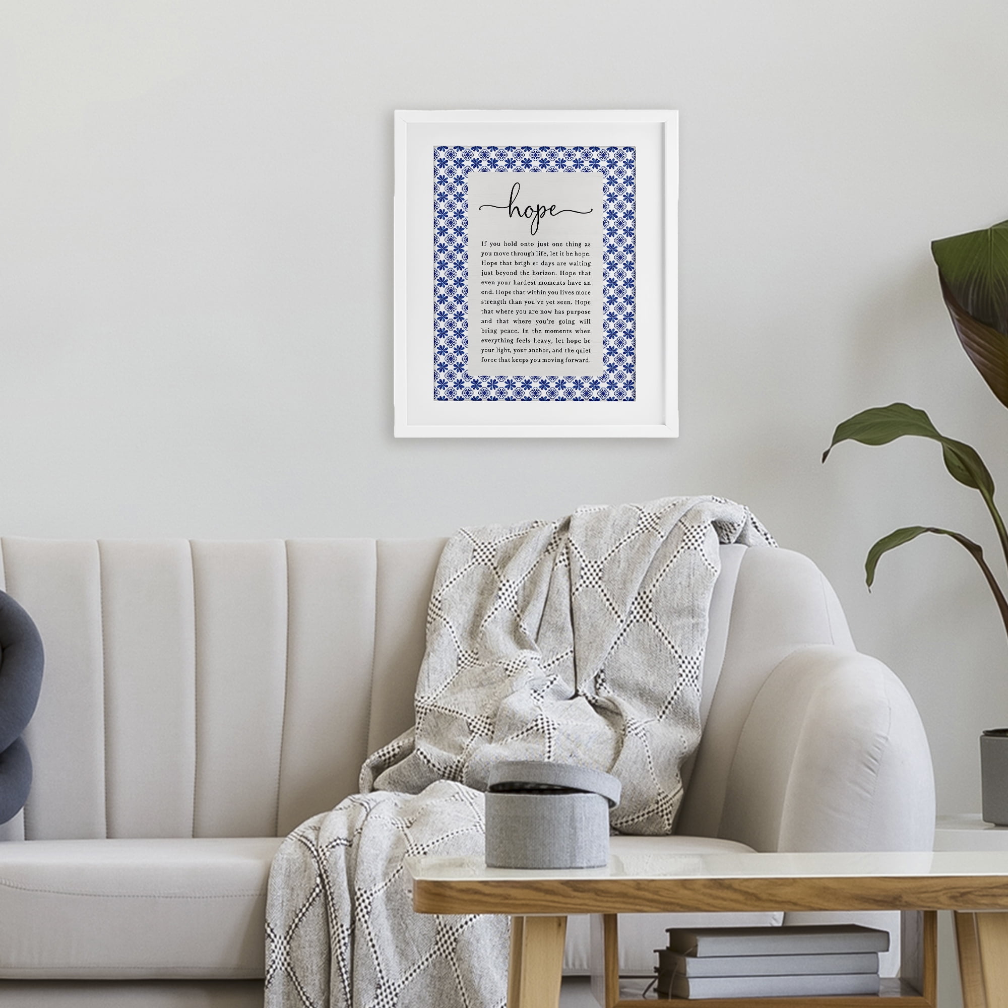 Hope For Brighter Days White Framed Print Under Glass, design by Lettered and Lined