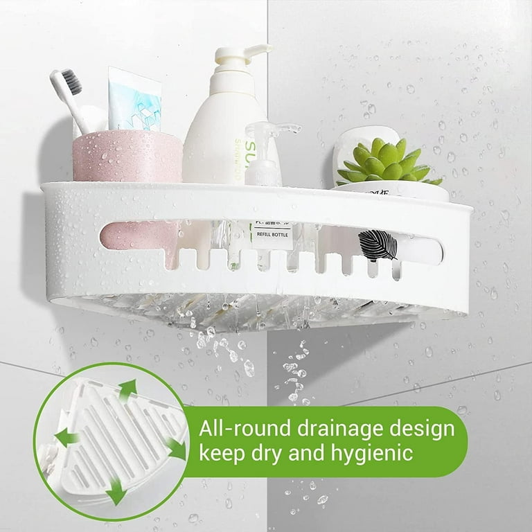 LUXEAR Suction Cup Corner Shower Caddy Wall Mounted Shower Shelf Bathroom  Storage Basket - No-Drilling Removable Plastic Storage Organizer for