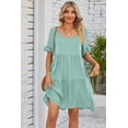thumbnail image 3 of Womens Summer Dresses 2024 Swing V Neck Short Sleeve Midi Dress with Packet Fashion Casual Fit Elegant Vacation Sundress (Light Green,XX-Large), 3 of 5