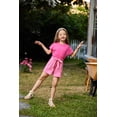thumbnail image 5 of Arshiner Girls 2 Piece Outfit Summer Drop Shoulder Batwing Sleeve Tops and Paperbag Waist Shorts Set Cute Clothing, 5 of 7