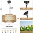 thumbnail image 6 of DUOSONG Farmhouse Chandelier Light Fixture,4-Light Rattan Boho Chandeliers For Dining Room With Fabric Shade,Hand Woven Large Rattan Dining Room Light Fixture For Kitchen Bedroom Island Hallway Brown, 6 of 8