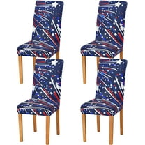 Independence Day Chair Covers Set of 4, 4Th of July Colorful Fireworks Stretch Washable Removable Dining Chair Slipcovers Protector Cover for Home Hotel Restaurant