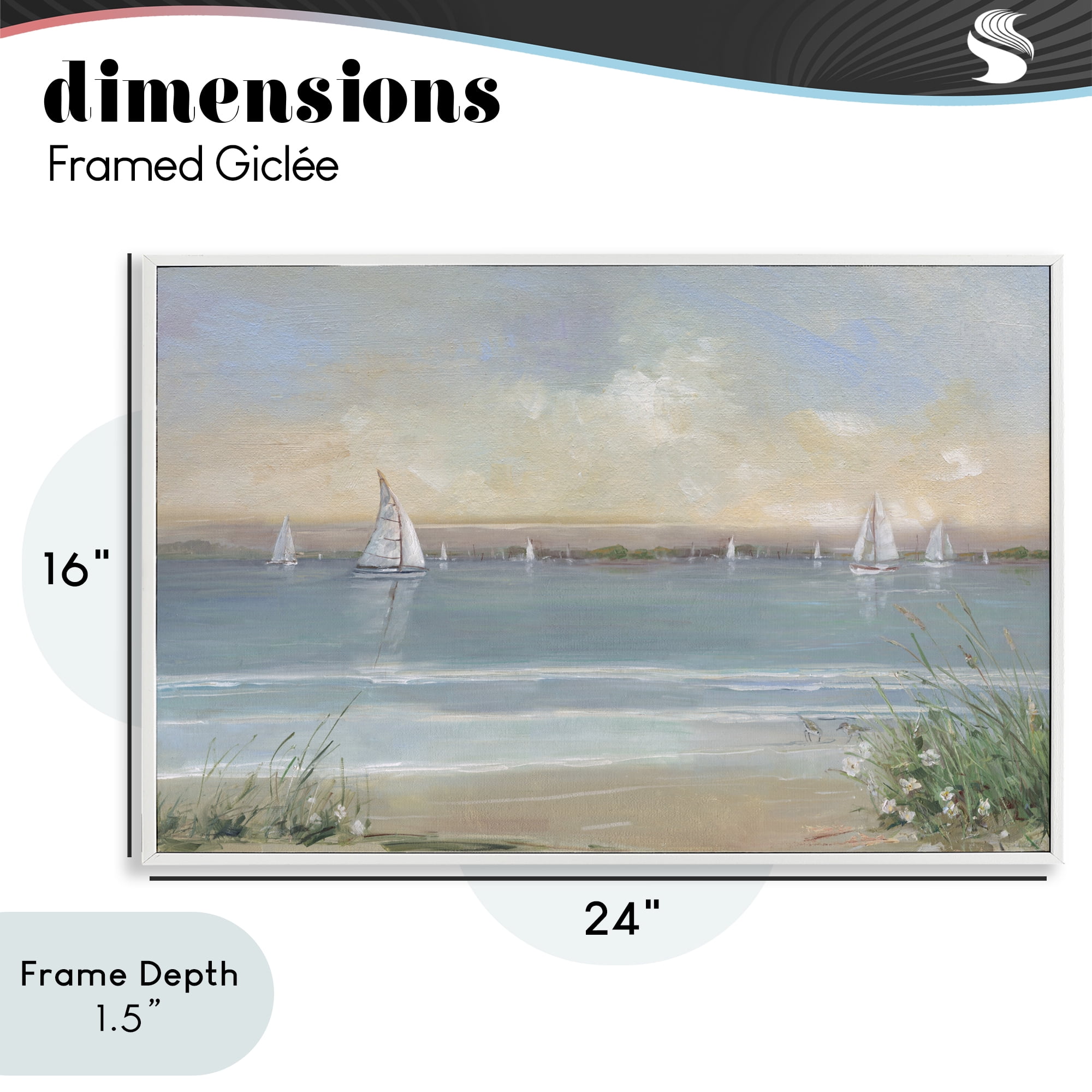 Stupell Industries Coastal Sailing At Dawn White Framed Giclee Art, design by Sally Swatland