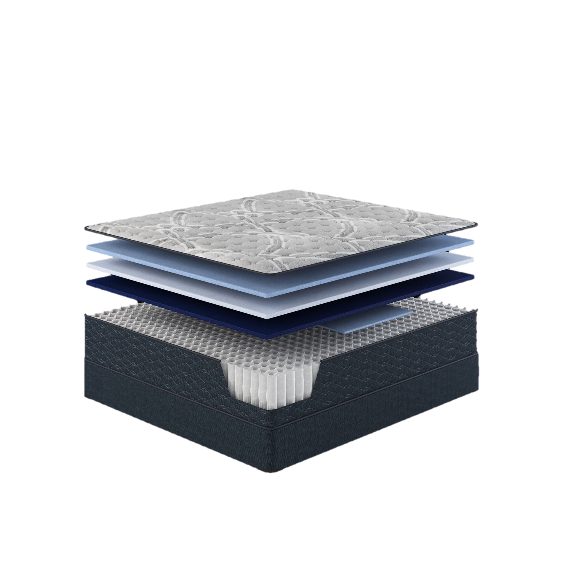 Superior Foam Mattress, King - Gen Comfort Mattress Firm. Stay Cool And Rejuvenate With Dual Cooling. Gel Memory For A Deep Sleep. Individually Wrapped Coils Minimal Motion. Support Foam. Navy Blue.