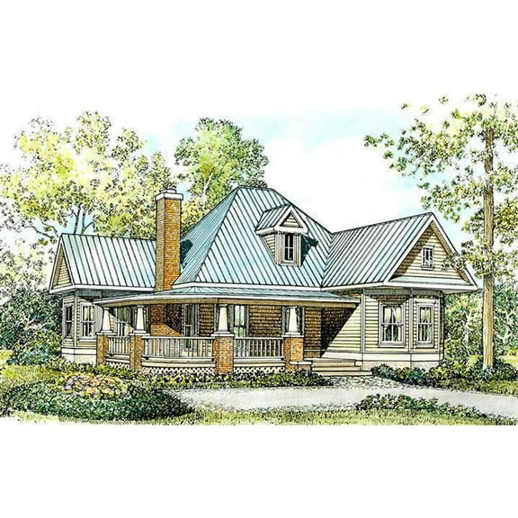 010-11: Cottage Country 2 Bed, 2 Bath Luxury Home Plan, 1270 Sq Ft: Full Blueprints with License to Build by Home Plan Marketplace - Lesuto