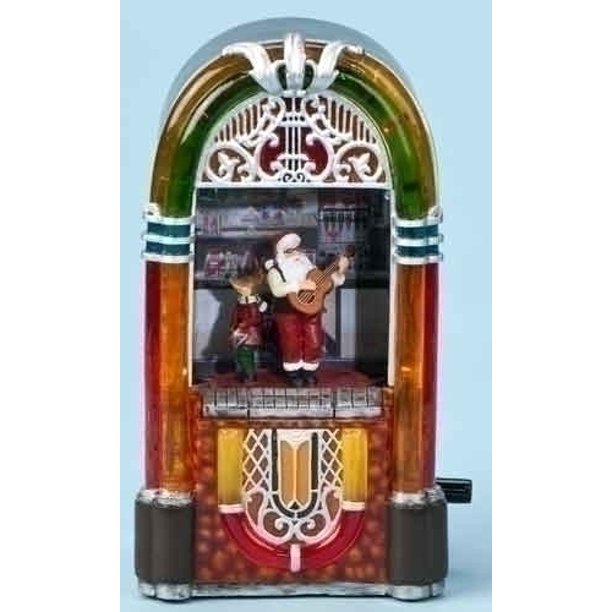 Musical Animated Santa Playing Guitar Light Up Retro Jukebox Christmas