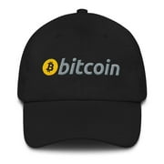Bitcoin Logo Dad Hat, Cryptocurrency Merch Baseball Cap, Crypto Currency Trader Gift, Unisex, Black