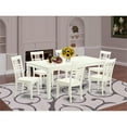 thumbnail image 2 of East West Furniture Logan 7-piece Wood Dining Table and Chairs in Linen White, 2 of 6