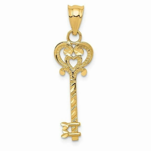 Finest Gold 14K Yellow Gold Diamond-Cut Key Pendant