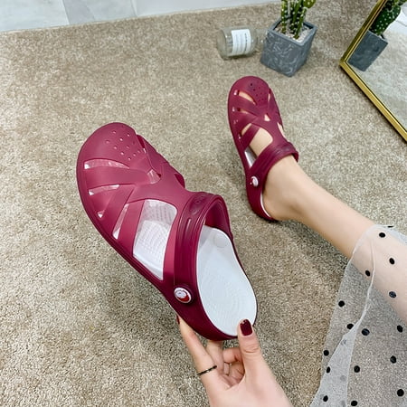 

Women‘s Sandals And Slippers Hole Shoes Jelly Sandals Flat Non-slip Beach Shoes