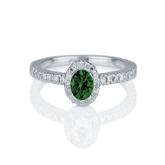 1.50 carat Round Cut Round and Diamond Halo Engagement Ring in 10k White Gold