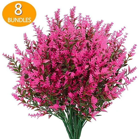 PURELY- 8 Bundles Artificial Flowers Fake Plants Decor Vine Hanging Outdoor Home Garden