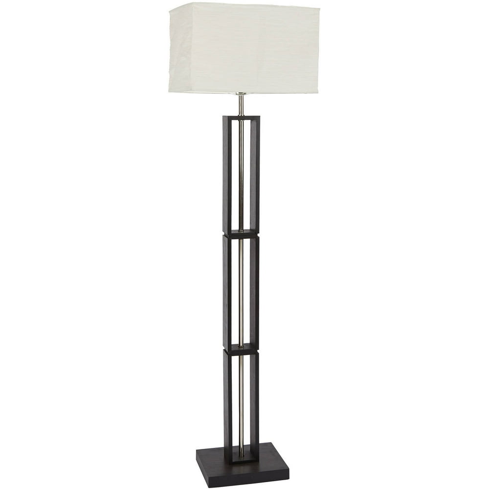 Mainstays Dark Wood Floor Lamp with Rice Paper Shade