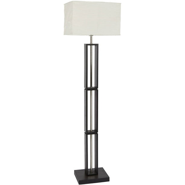 Mainstays Dark Wood Brown Floor Lamp, Mainstays Shelf Floor Lamp With Shade