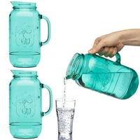 Aladdin (3 Pack) Mason Jar Plastic Drink Pitcher 2.5 Quart Water Carafe Set For Serving Juice Iced Tea Lemonade Juice...