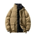 thumbnail image 1 of Styesk Vestes pour Hommes Hommes Décontracté Bloc de Couleur Poche Zippée Col Rabattu Manches Longues Parkas, 1 of 7