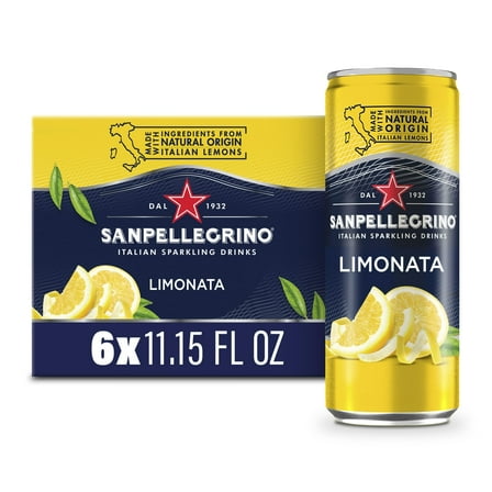 Pack of 2 - Sanpellegrino Italian Sparkling Drink Limonata, Sparkling Lemon Beverage, 6 Pack Of 11.15 Fl Oz Cans